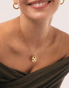Collier Medallion Five Stones Mística Acier Plaqué Or - puesto en modelo