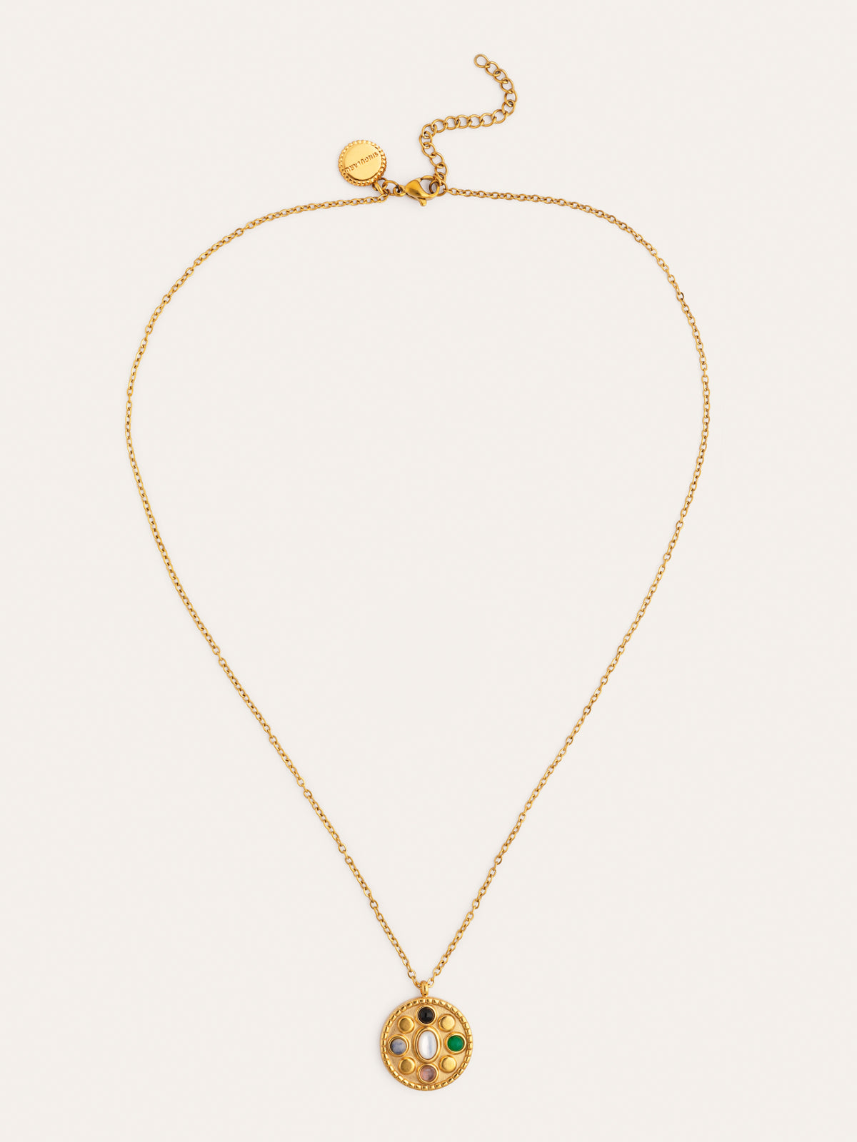 Collier Medallion Five Stones Mística Acier Plaqué Or - vista 5
