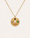 Collier Medallion Five Stones Mística Acier Plaqué Or