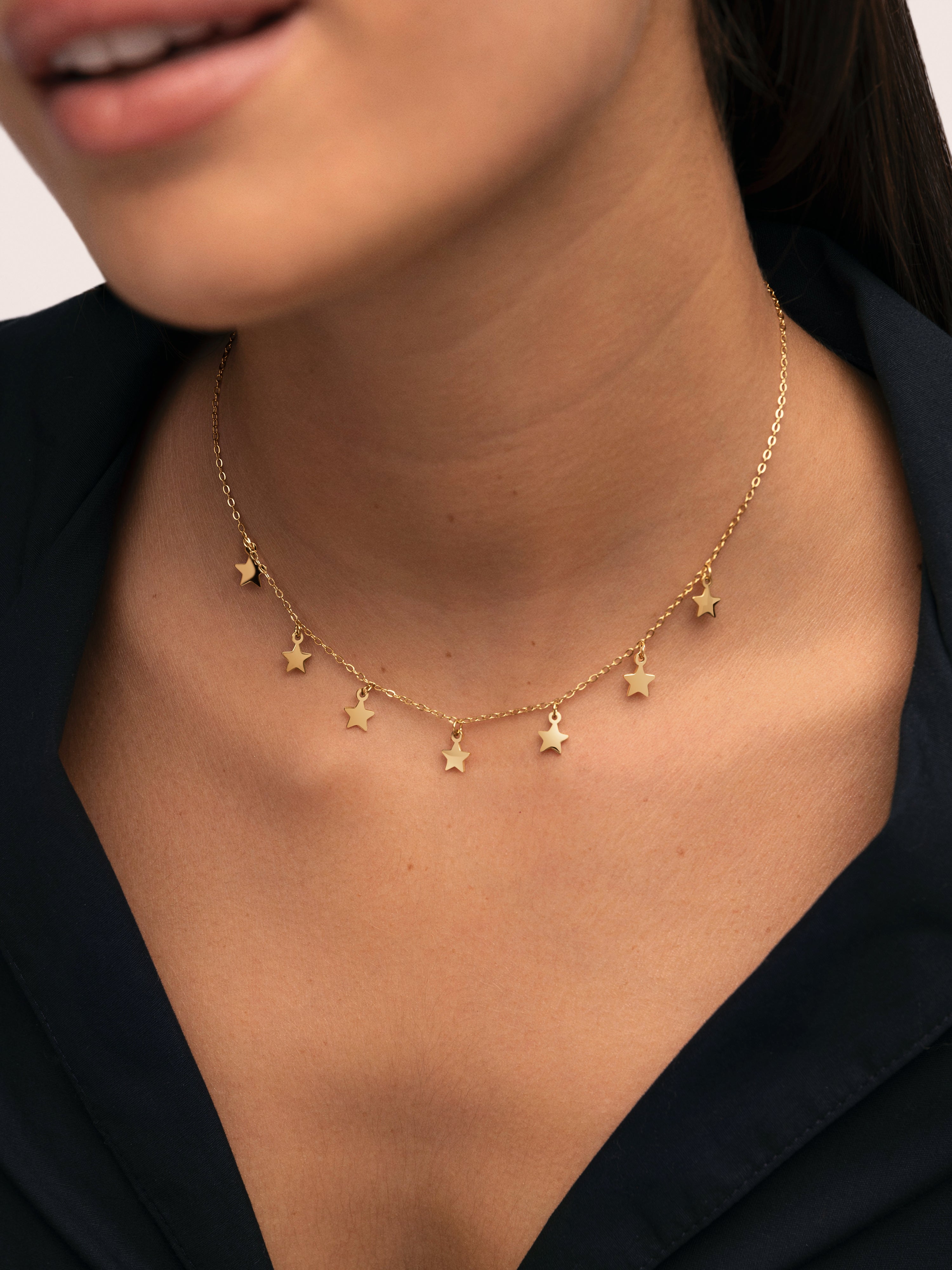 Collar Mini Stars Acero Baño Oro