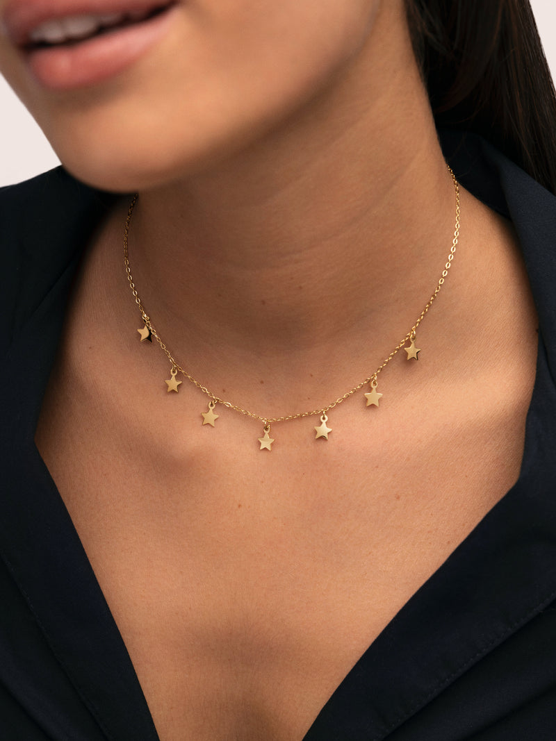 Mini Stars Necklace Gold-Plated Steel