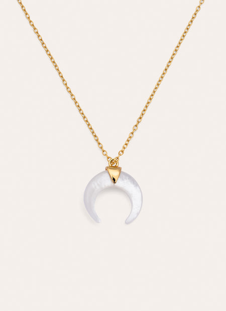 Collar Moonset Nácar Plata Baño Oro