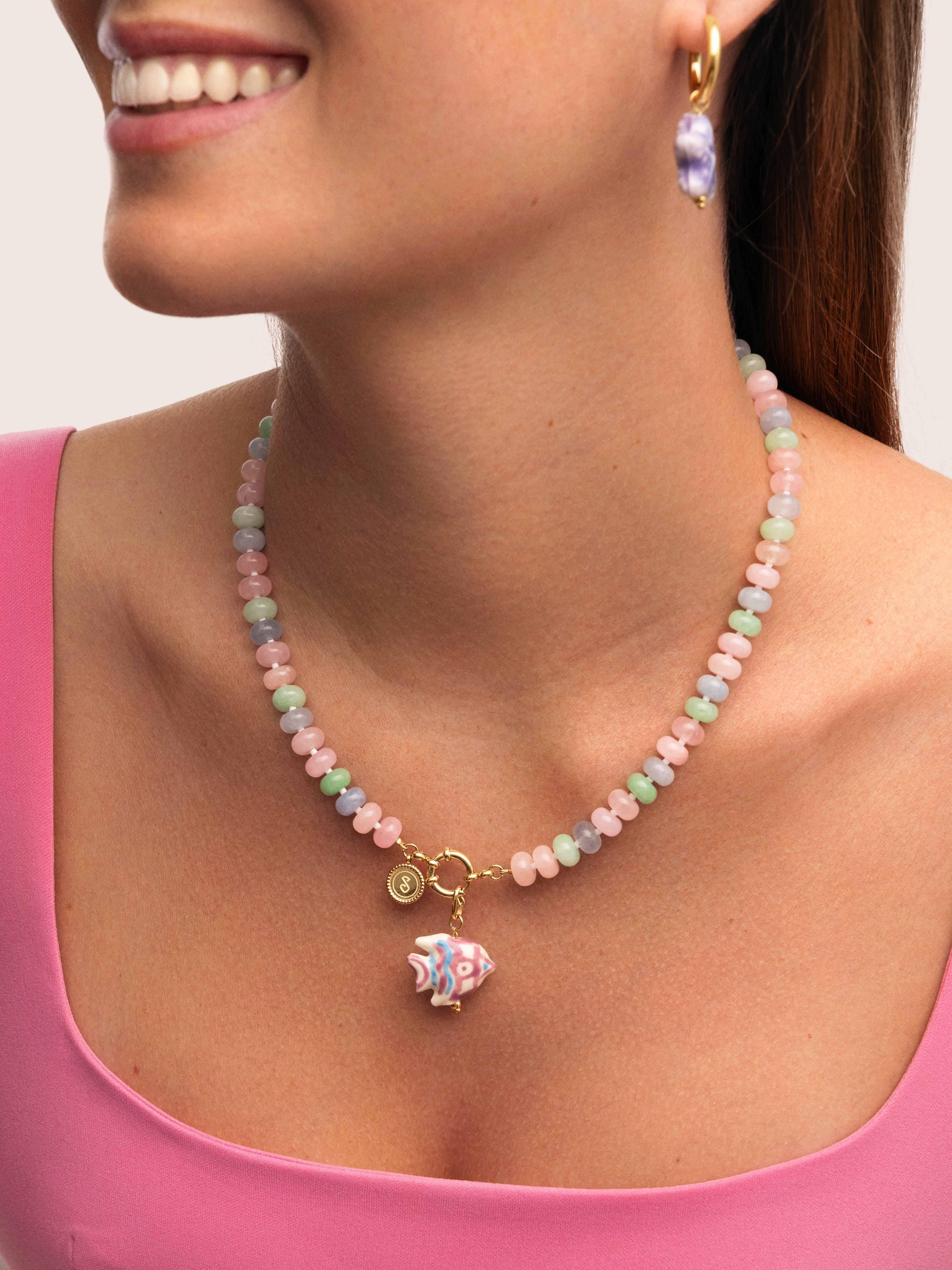 Nemo Stones Stainless Steel Gold Necklace