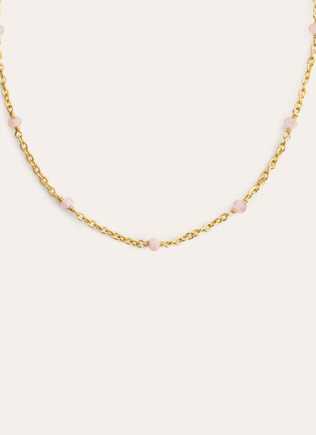 Altea Dots Rose Quartz Gold Necklace