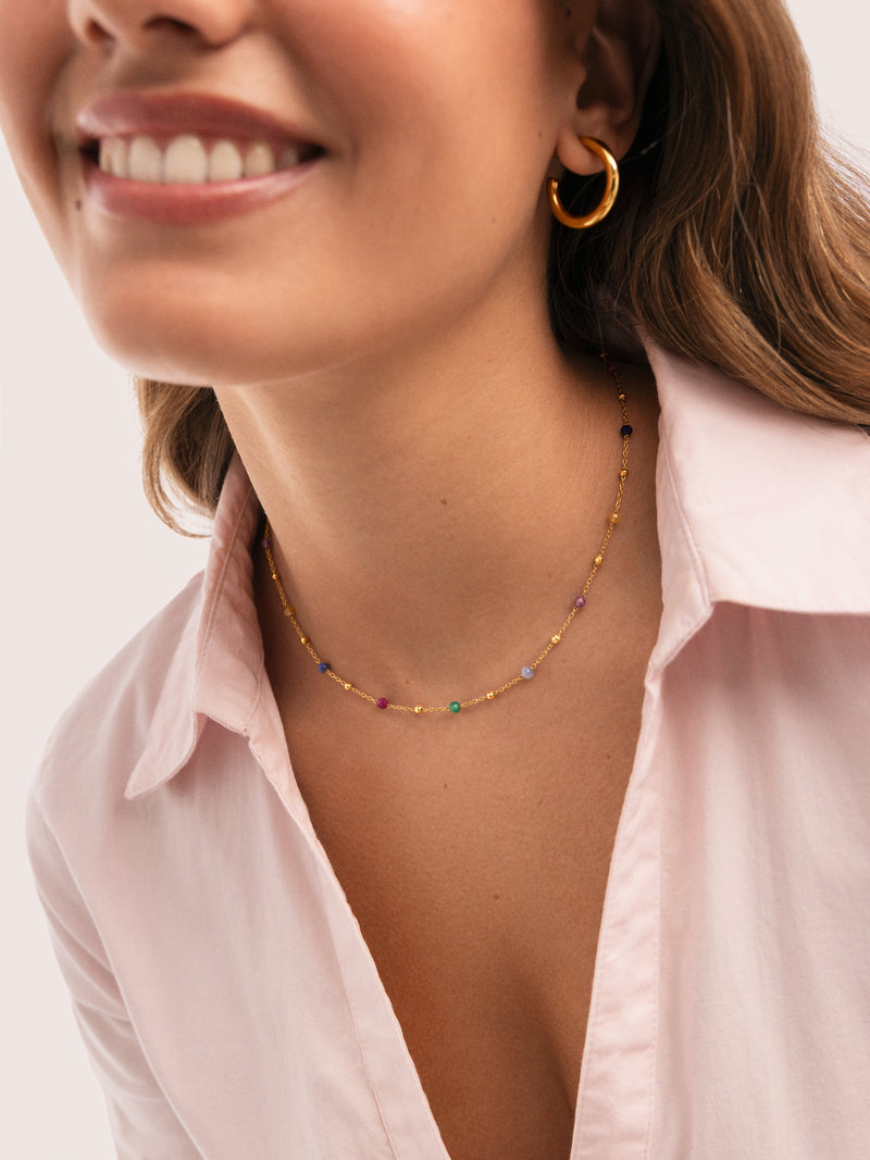 Colar Sophie Colors Aço Banhado a Ouro