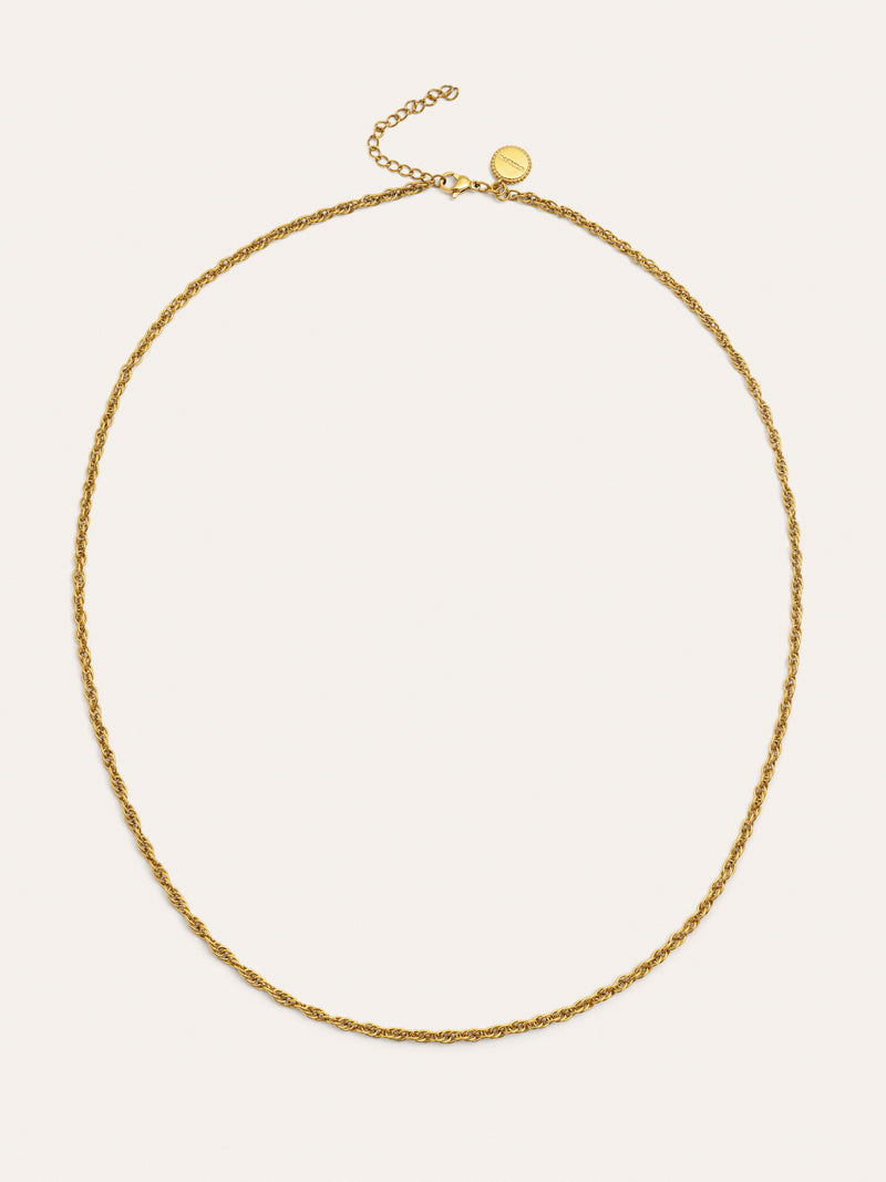 Collar Spinning Rope Chain Acero Baño Oro