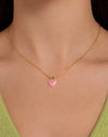 Collar Sweet Heart Pink Stone Baño Oro