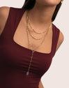 Triple Chic Drop Stainless Steel Gold Necklace