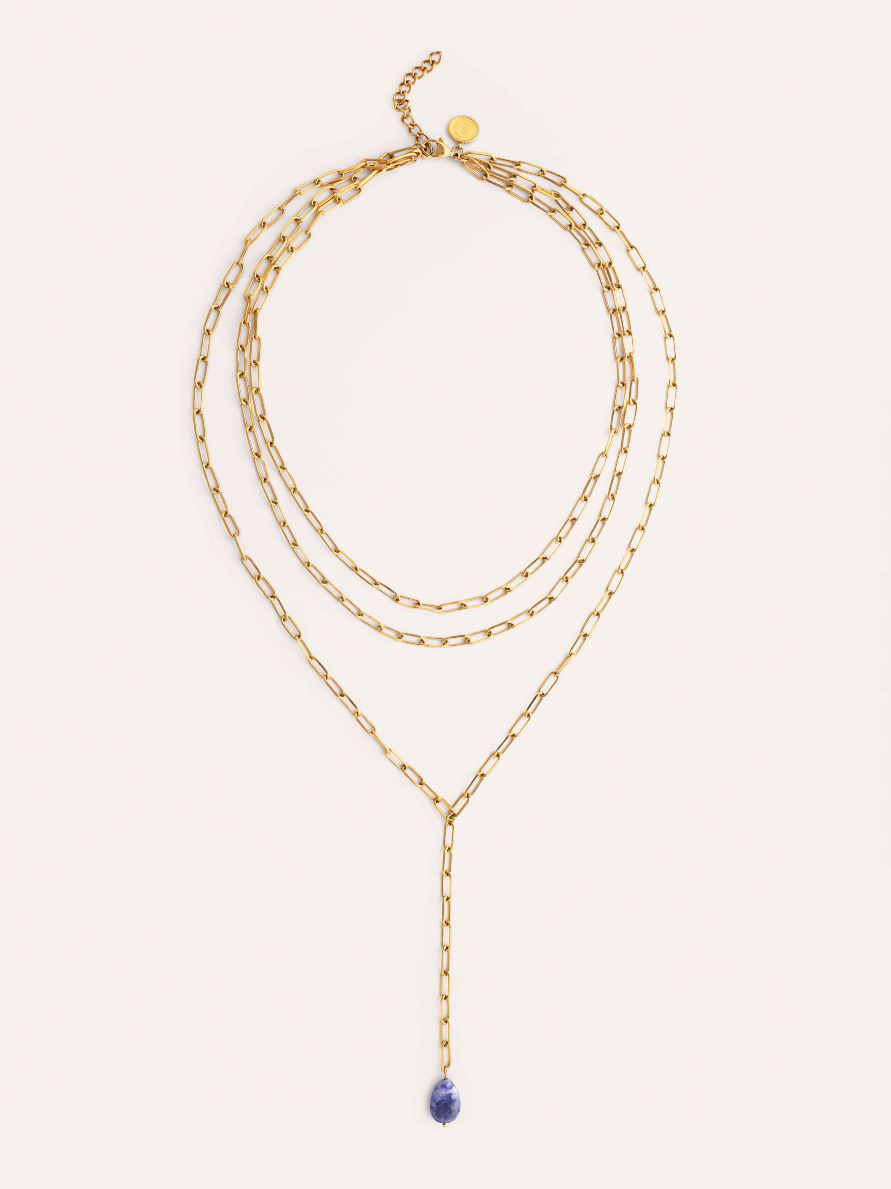 Triple Chic Drop Stainless Steel Gold Necklace
