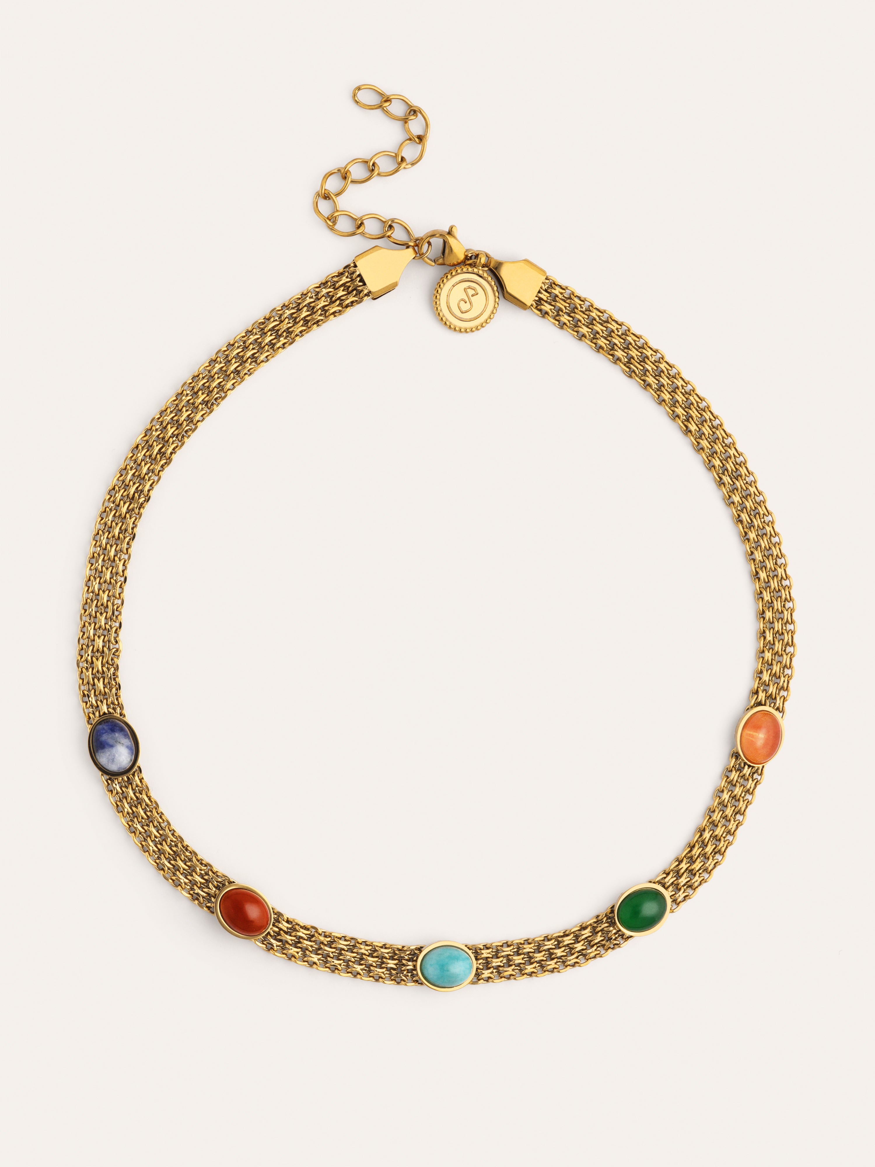 Choker Tape Stones Acero Baño Oro