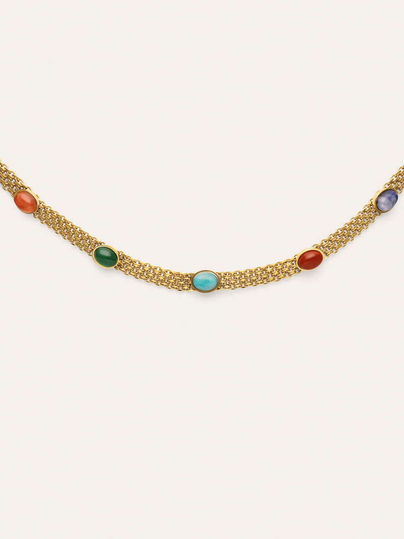 Choker Tape Stones Acero Baño Oro