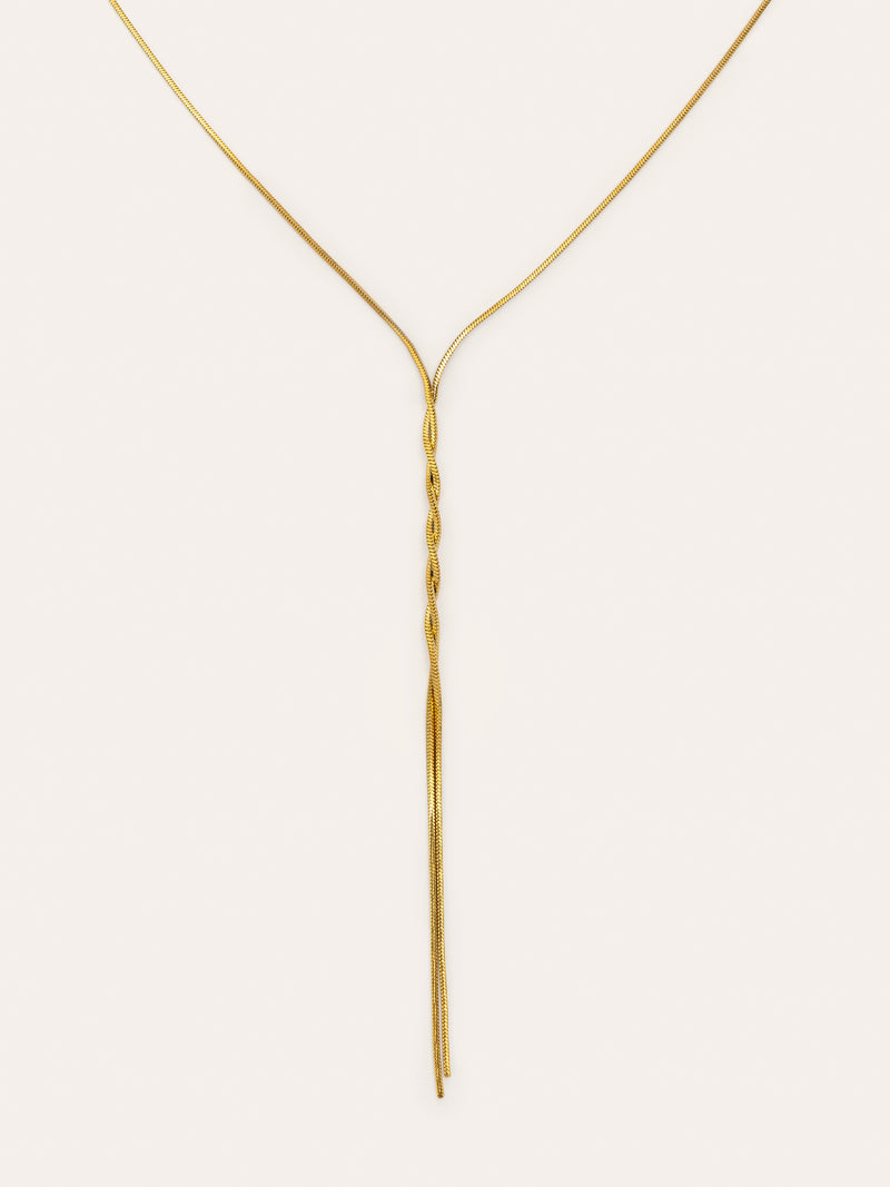Collar Y Fine Tressia Acero Baño Oro