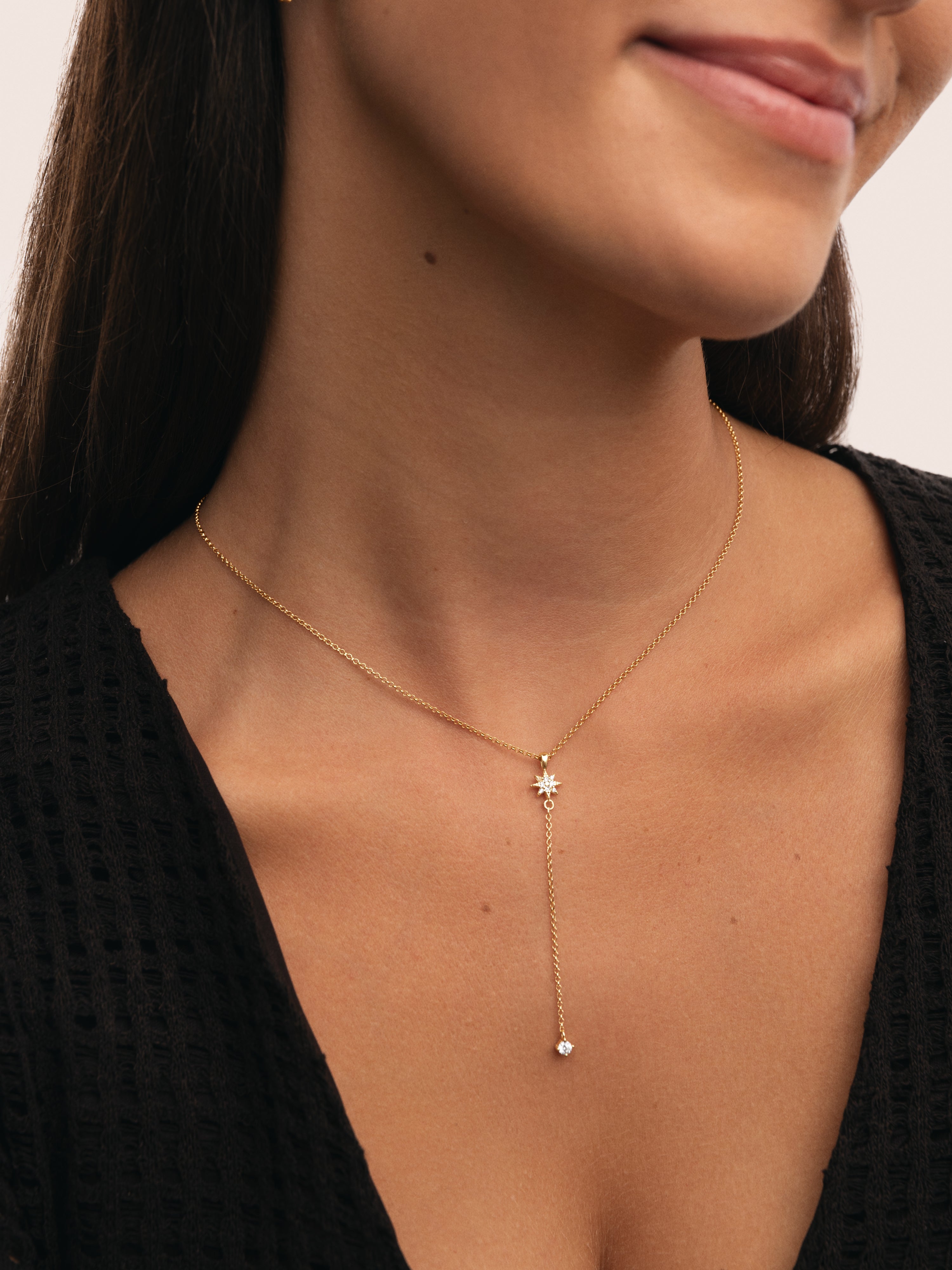 Collar Y Polar Star Plata Baño Oro