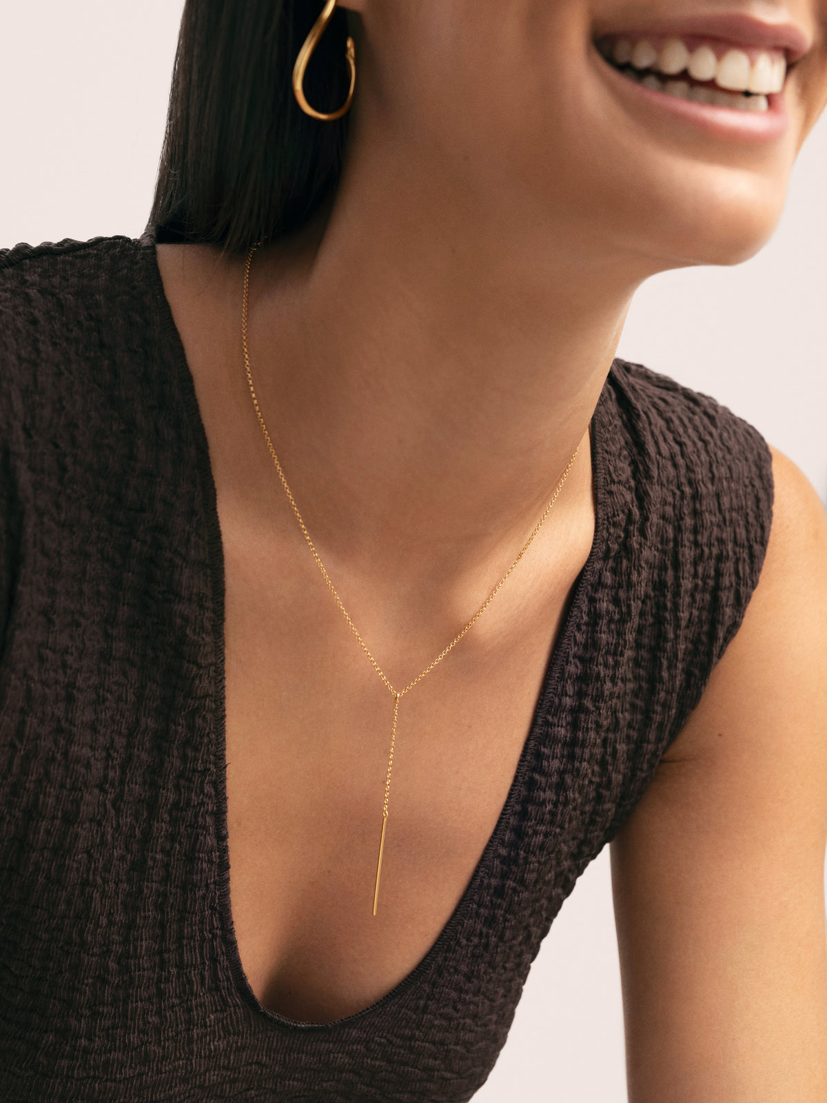 Collana Y Stick Acciaio placcata in oro - puesto en modelo