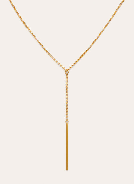 Collier Y Stick en acier plaqué or