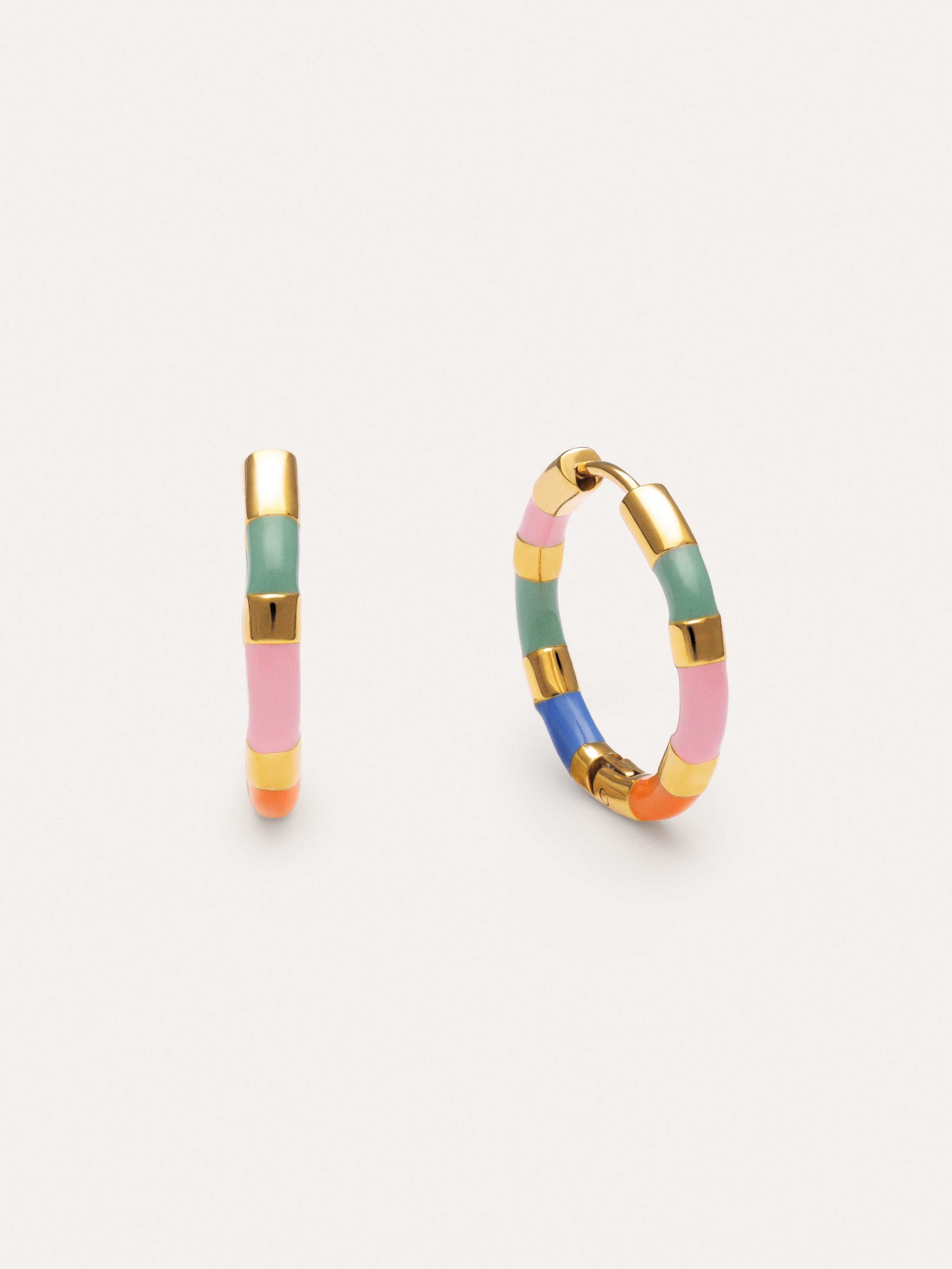 Pendientes Aro Carmen Carla Enamel Acero Baño Oro