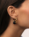 Pendientes Aro Carmen True Black Acero Baño Oro