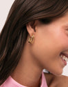 Mini Double Bossa Steel Gold-Plated Hoop Earrings - puesto en modelo