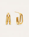 Mini Double Bossa Steel Gold-Plated Hoop Earrings