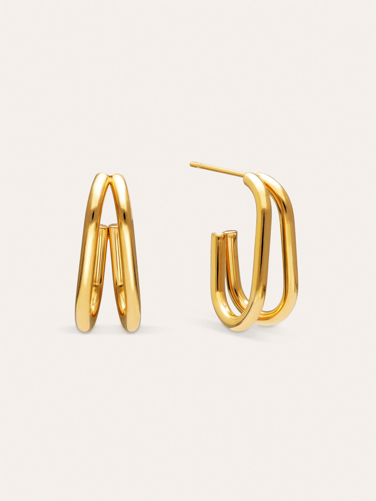 Mini Double Bossa Steel Gold-Plated Hoop Earrings