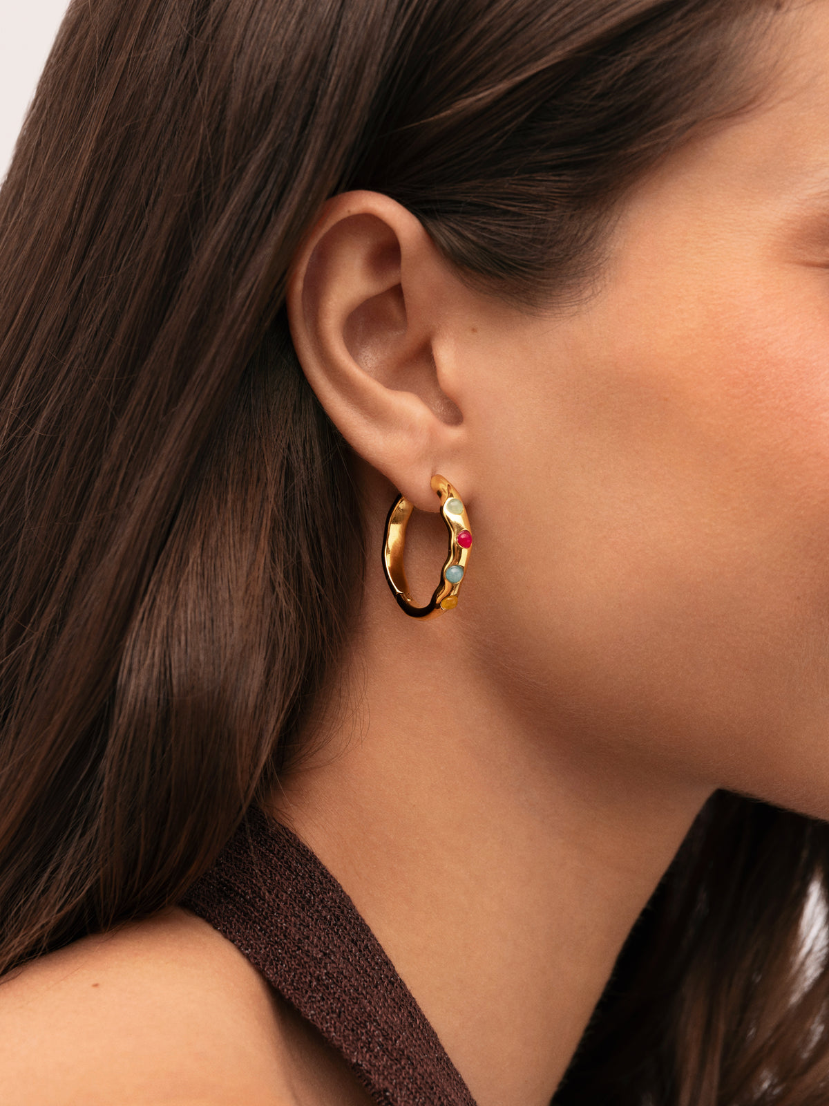 Boucles d'oreilles créoles Gina acier plaqué or