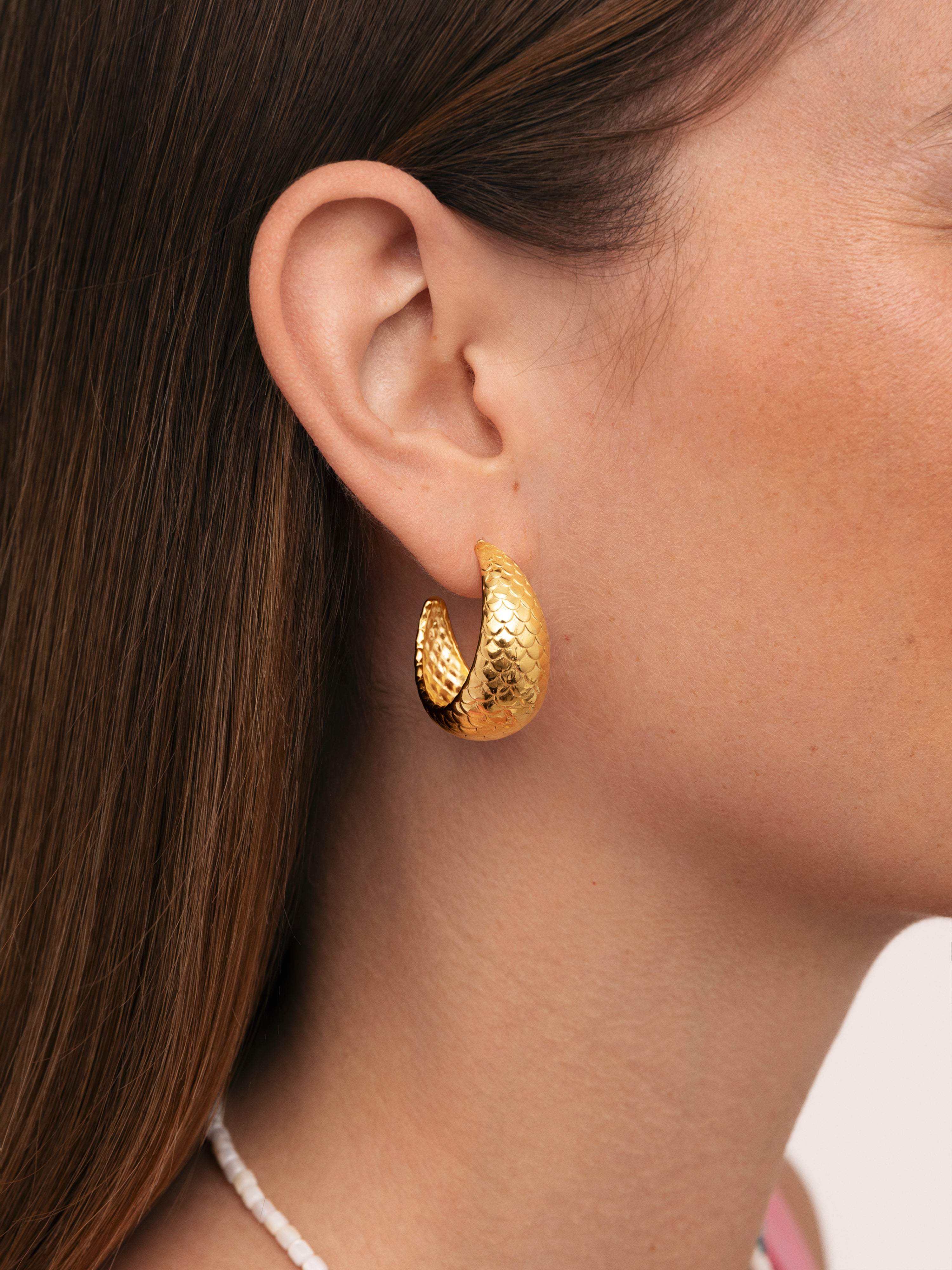 Mermaid Stainless Steel Gold Hoop Earrings
