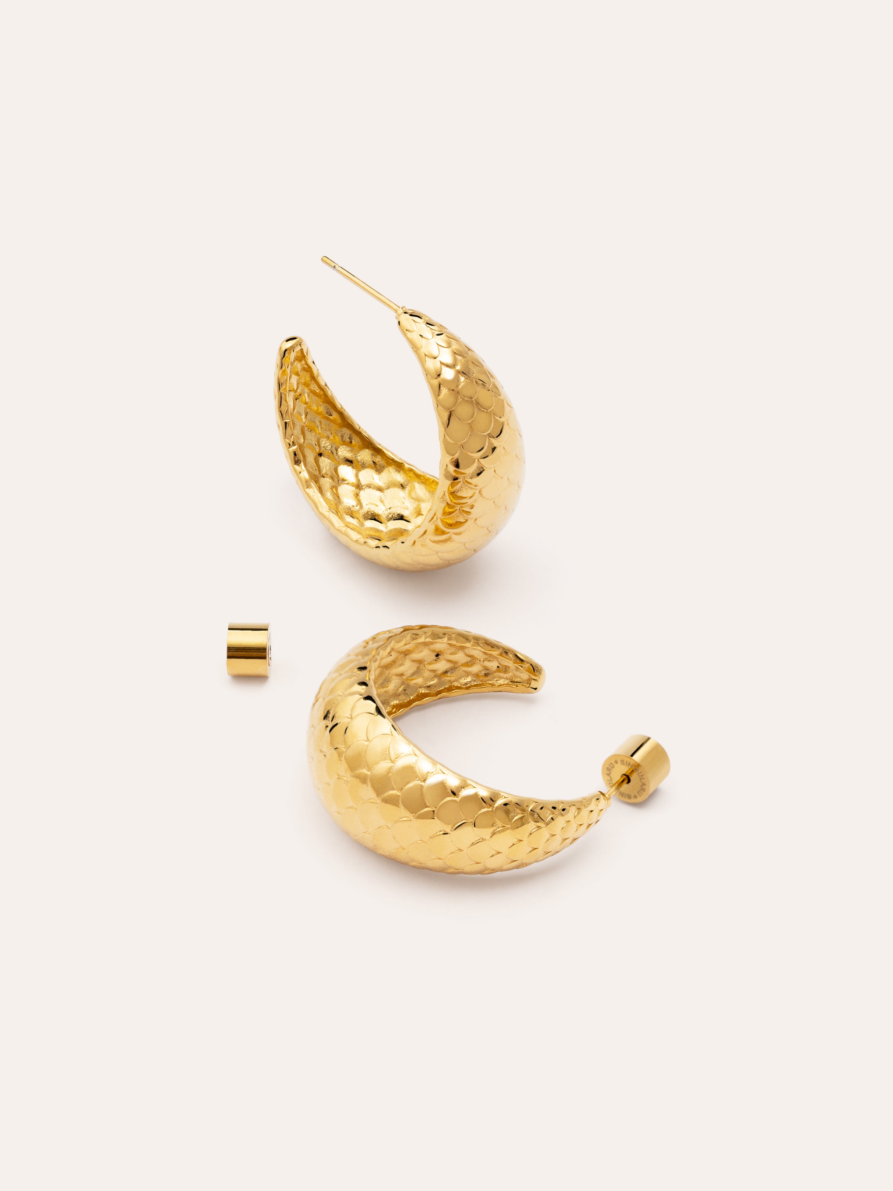 Mermaid Stainless Steel Gold Hoop Earrings