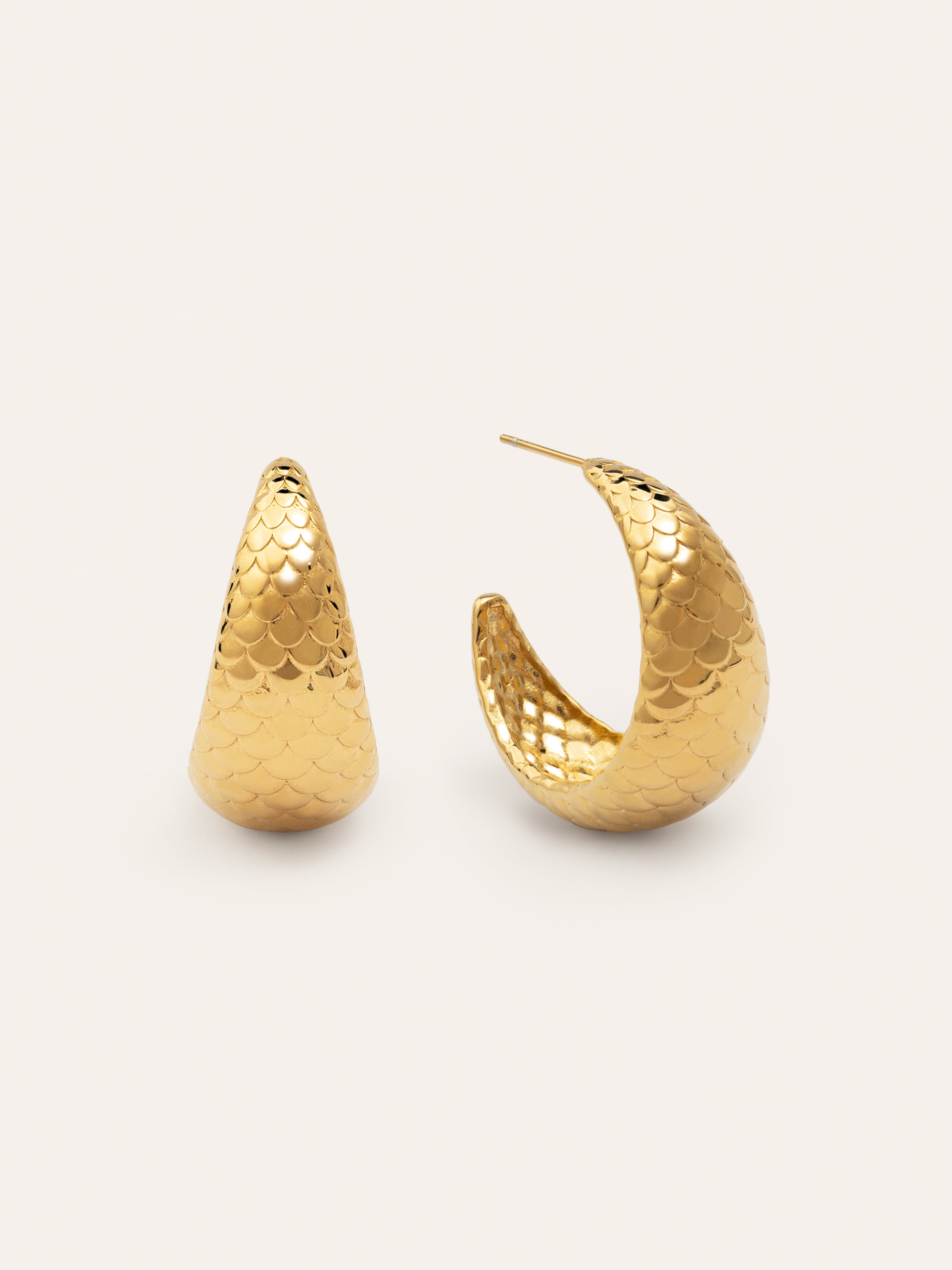 Mermaid Stainless Steel Gold Hoop Earrings
