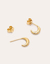Pendientes Aro Mini Luna Plata Baño Oro