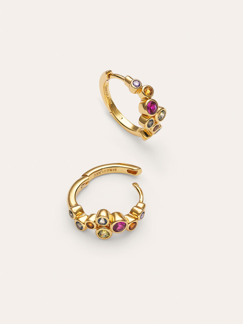 Pendientes Aro Rainbow Bubbles S Baño Oro