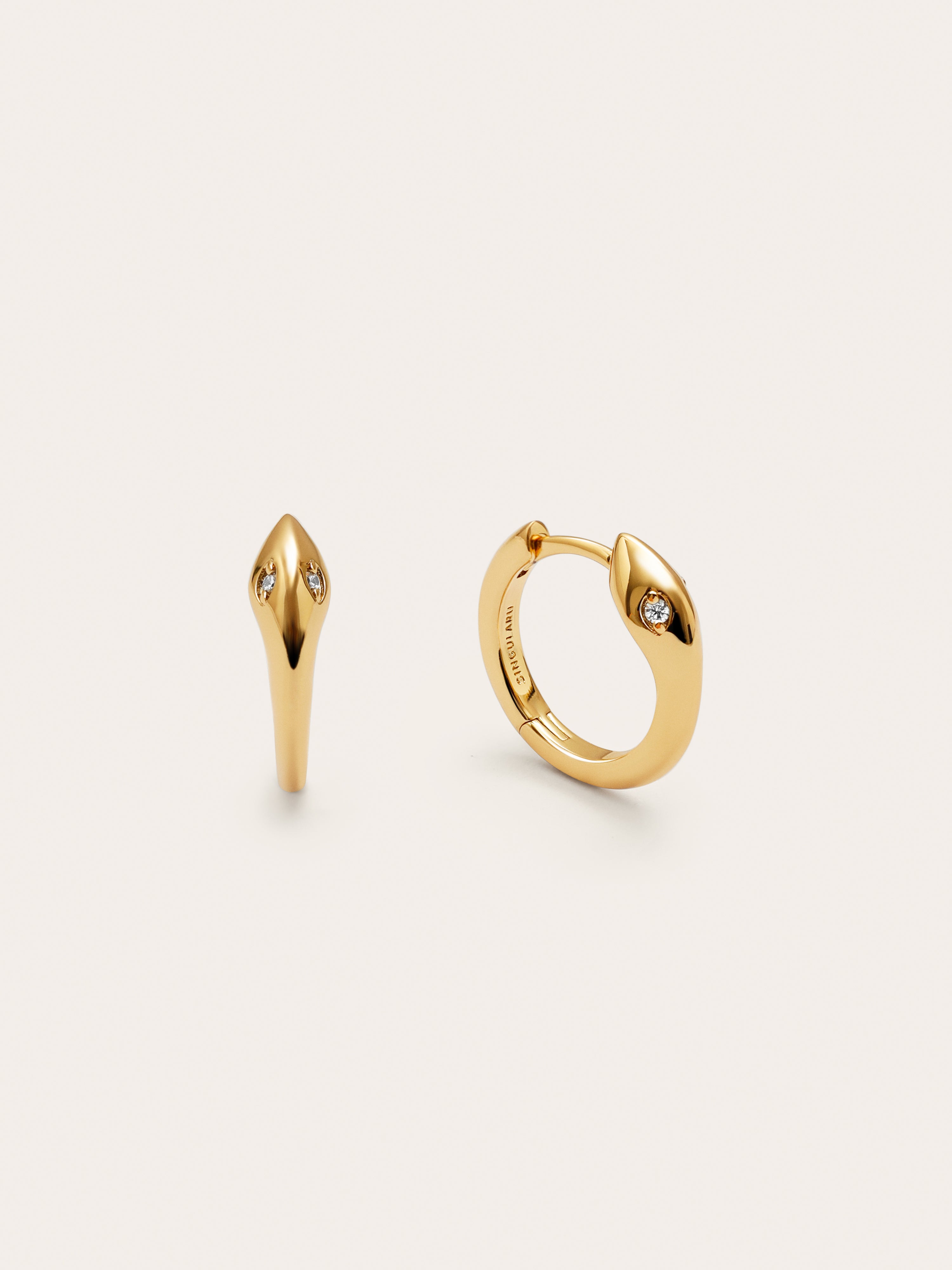 Snake Gold Hoop Earrings 