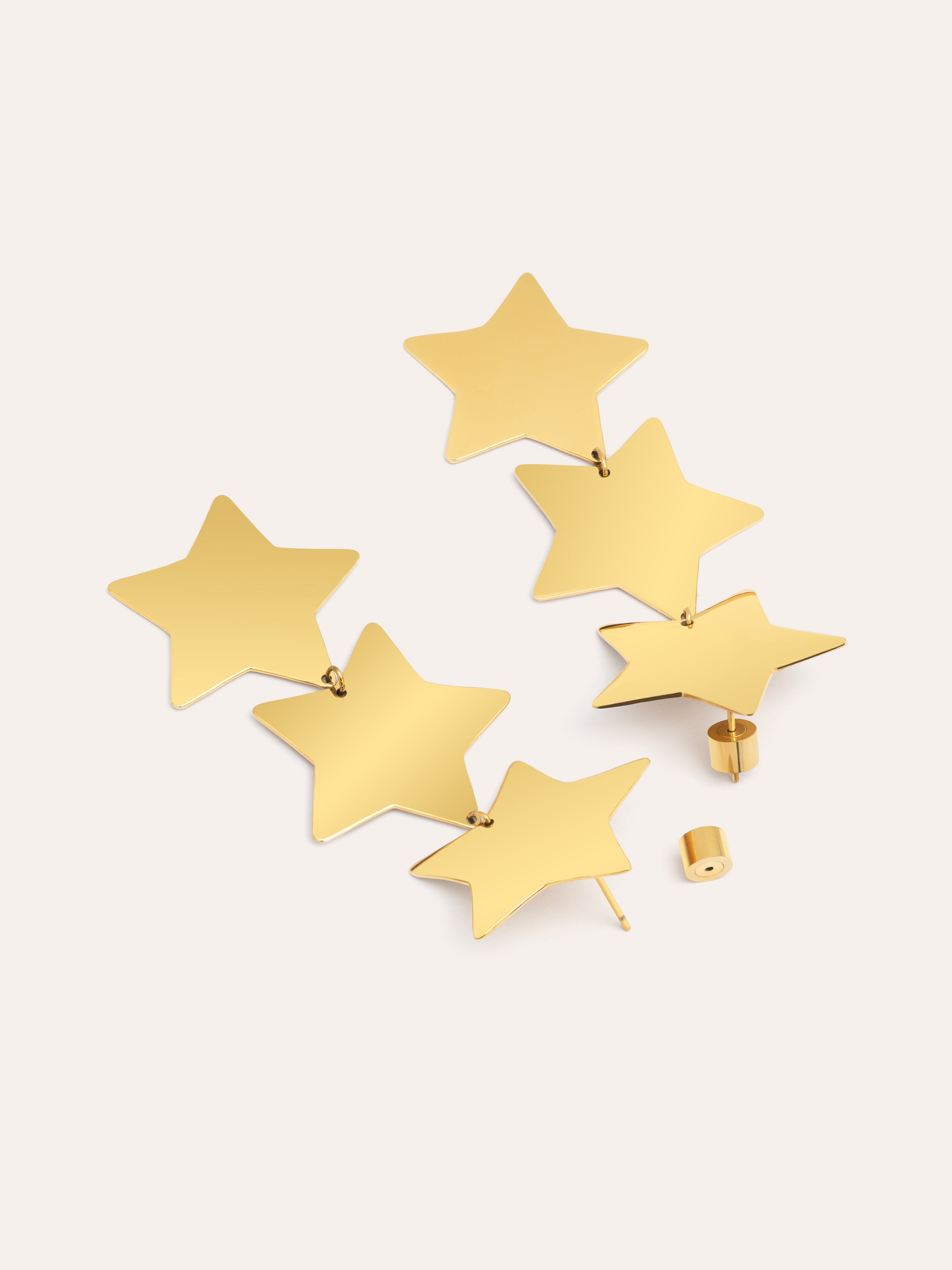 Pendientes Big Stars Acero Baño Oro