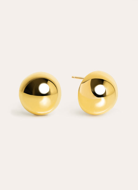 Buttons Stainless Steel Gold Earrings