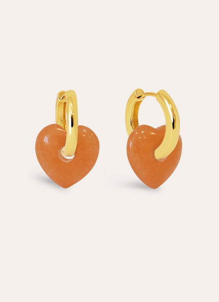 Pendientes Corazón Jade Baño Oro