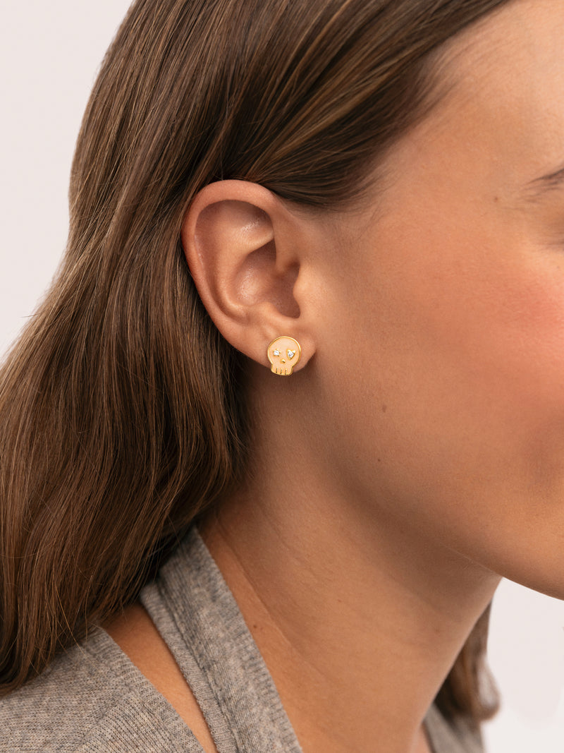 Oorbellen Skelet Enamel Spark verguld