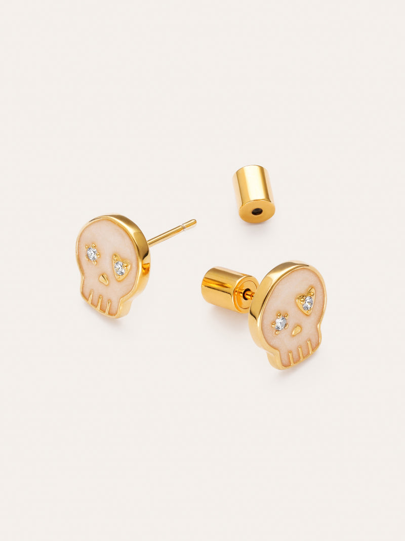 Oorbellen Skelet Enamel Spark verguld