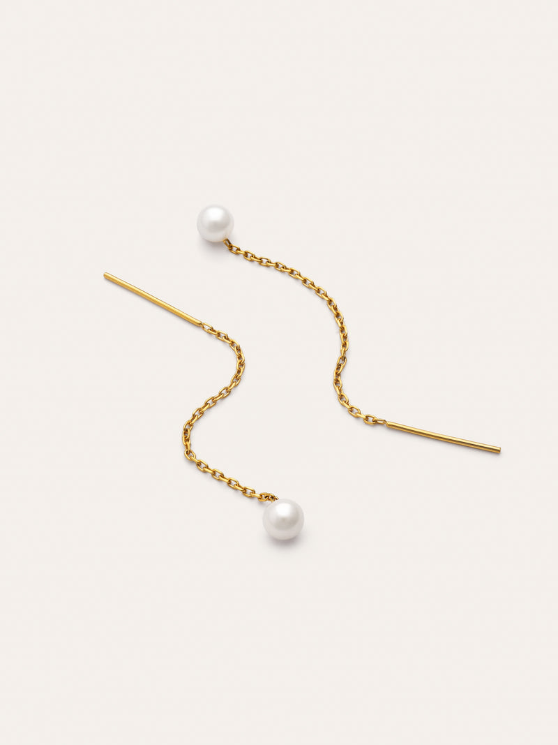 Falling Pearl Ohrringe aus Stahl mit 18-karätiger Goldbeschichtung