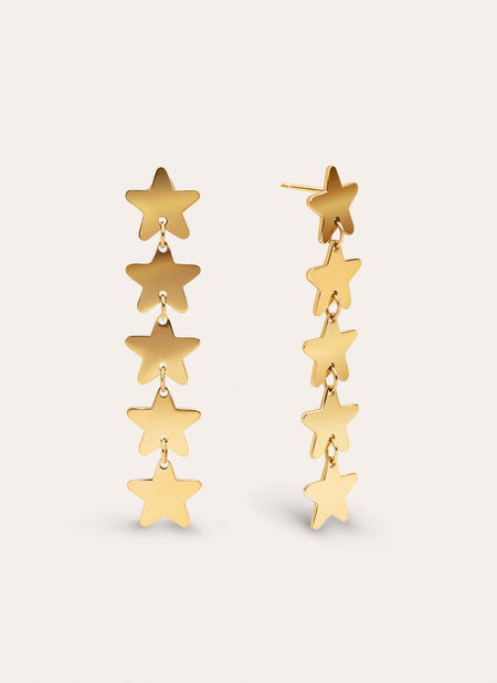 Five Stars Stainless Steel Gold Earrings