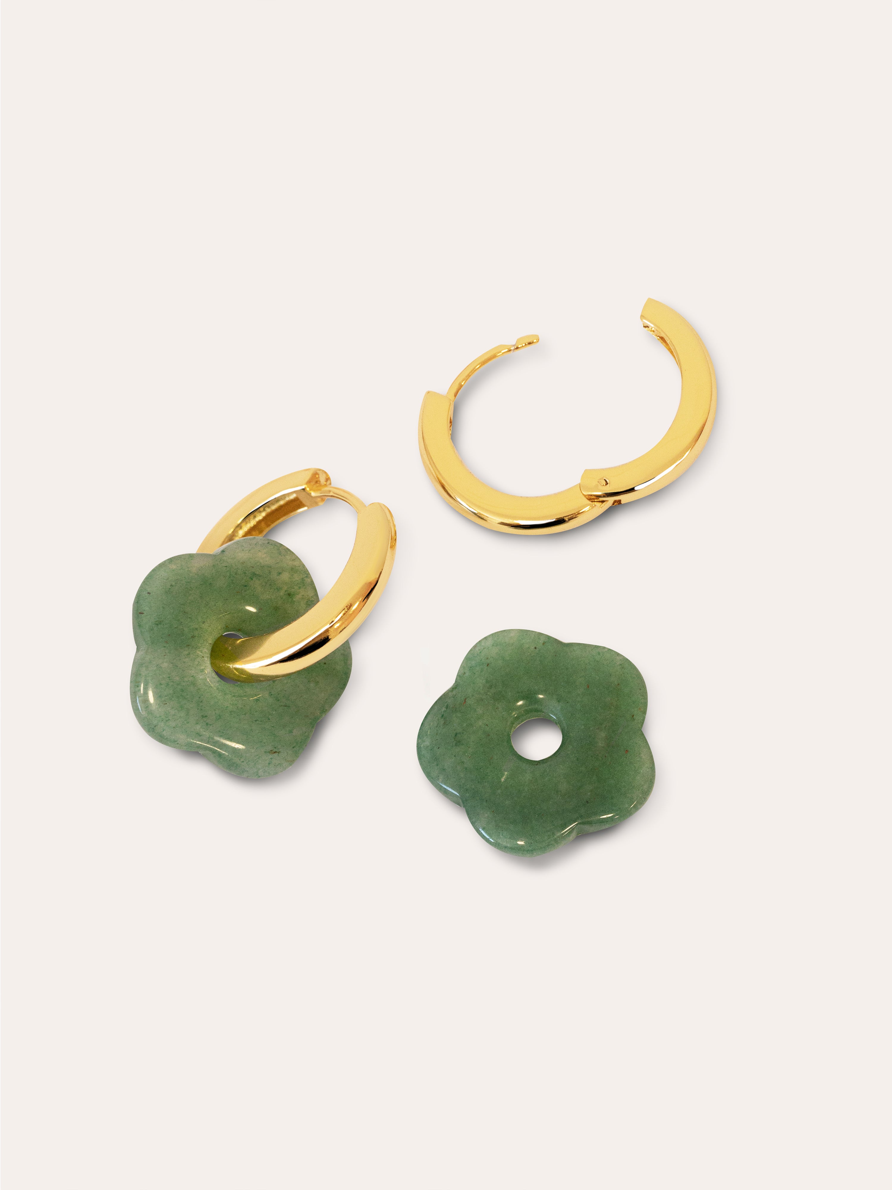 Pendientes Flor Jade Baño Oro