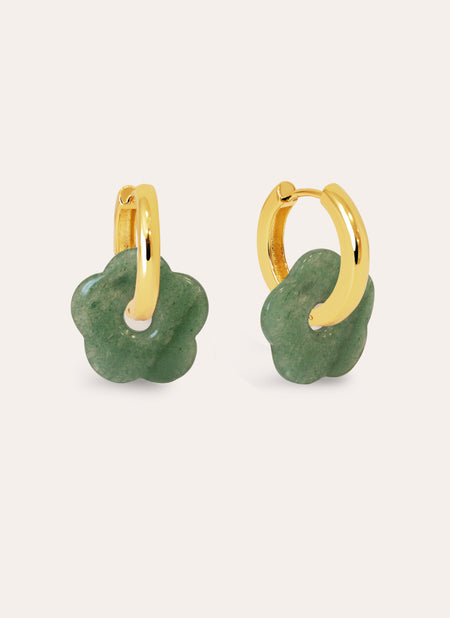 Pendientes Flor Jade Baño Oro