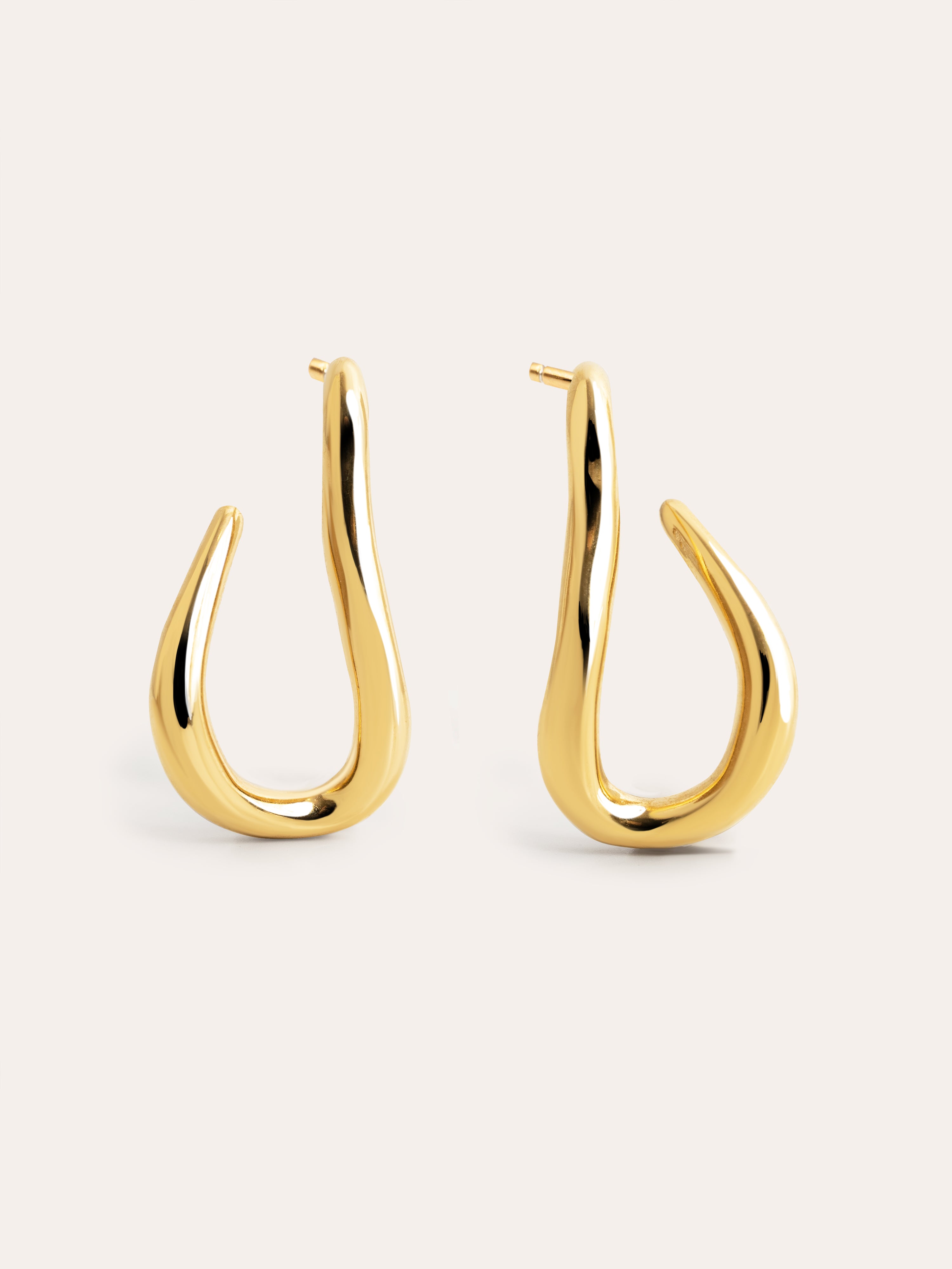 Pendientes Aro Organic Hook Acero Baño Oro