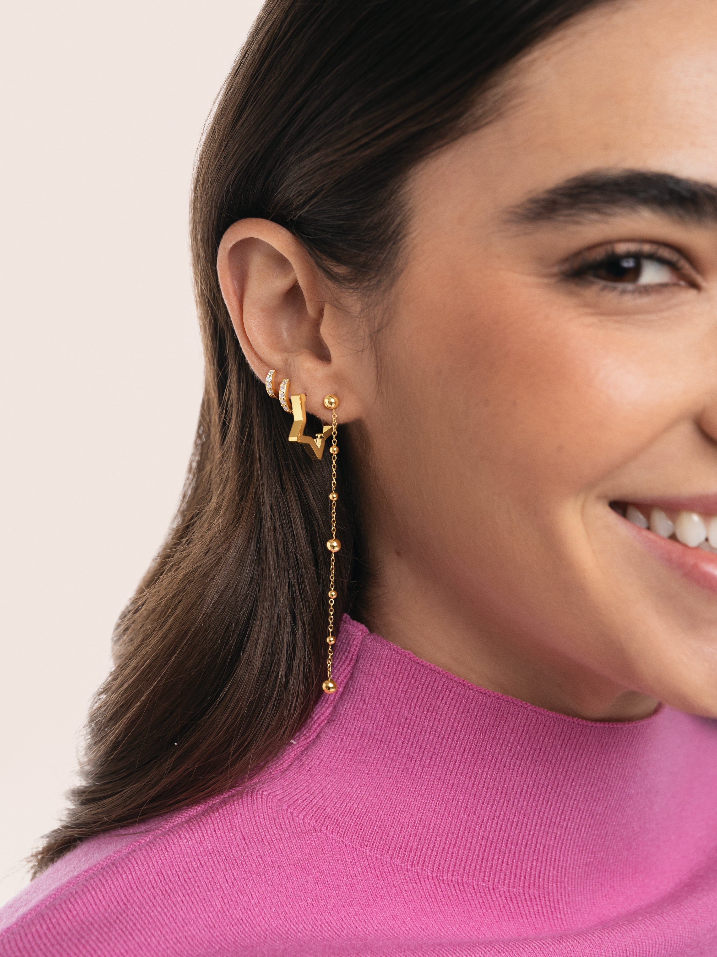 Pendiente Suelto Aro Cleo M Plata Baño Oro