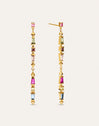 Long Iris Colors Gold Earrings
