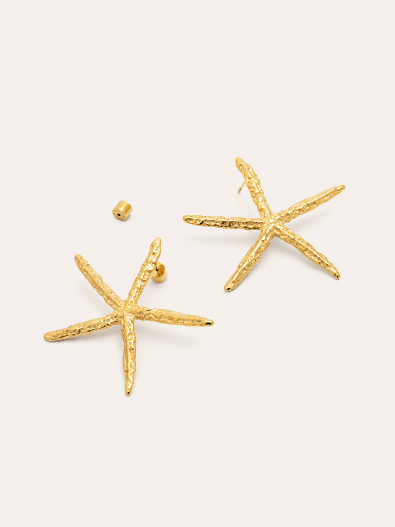 Pendientes Maxi Starfish Acero Baño Oro