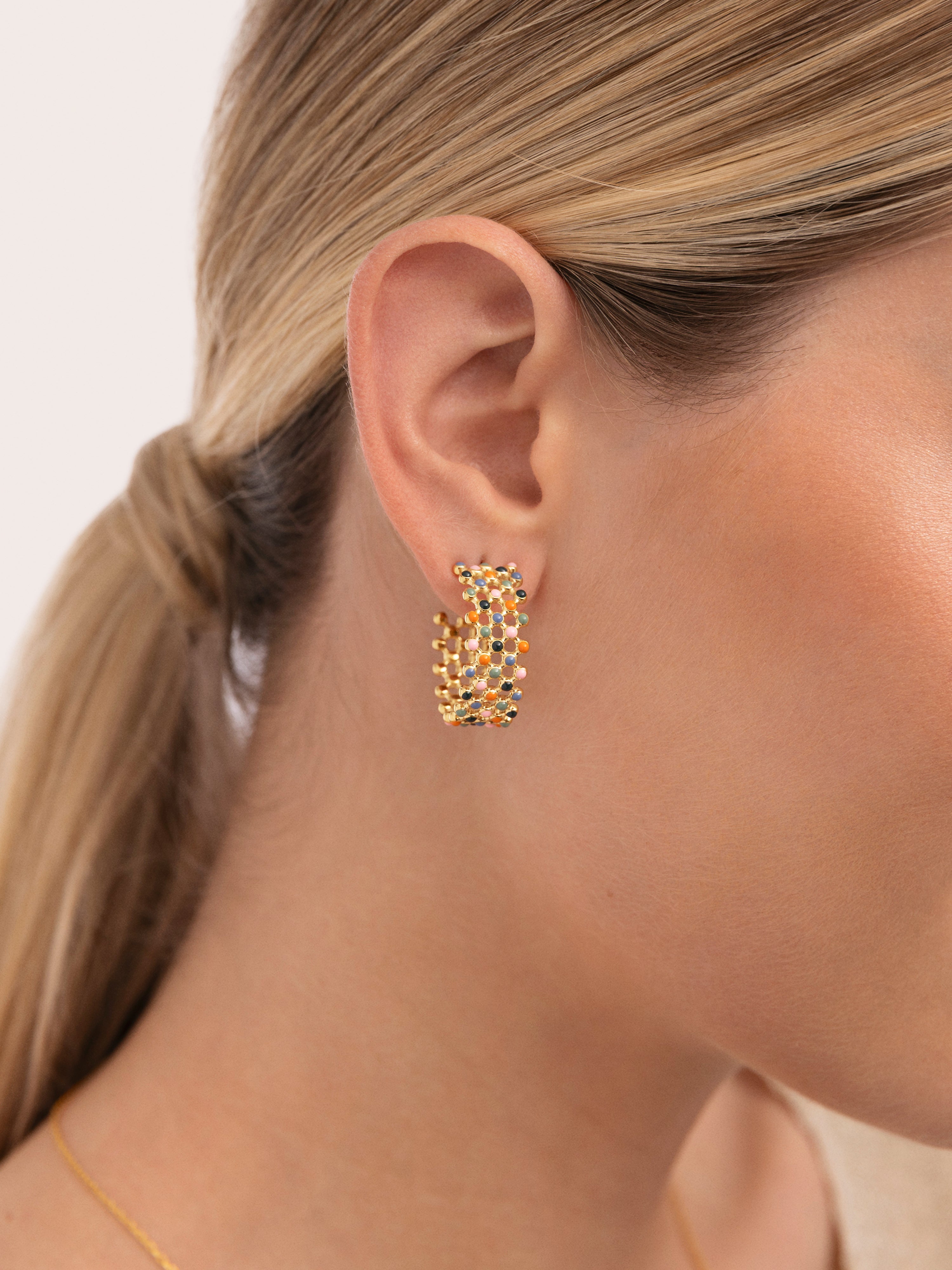 Pendientes Mini Bomb Enamel Acero Baño Oro