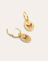 Pendientes Medallion Butterfly Rose Baño Oro