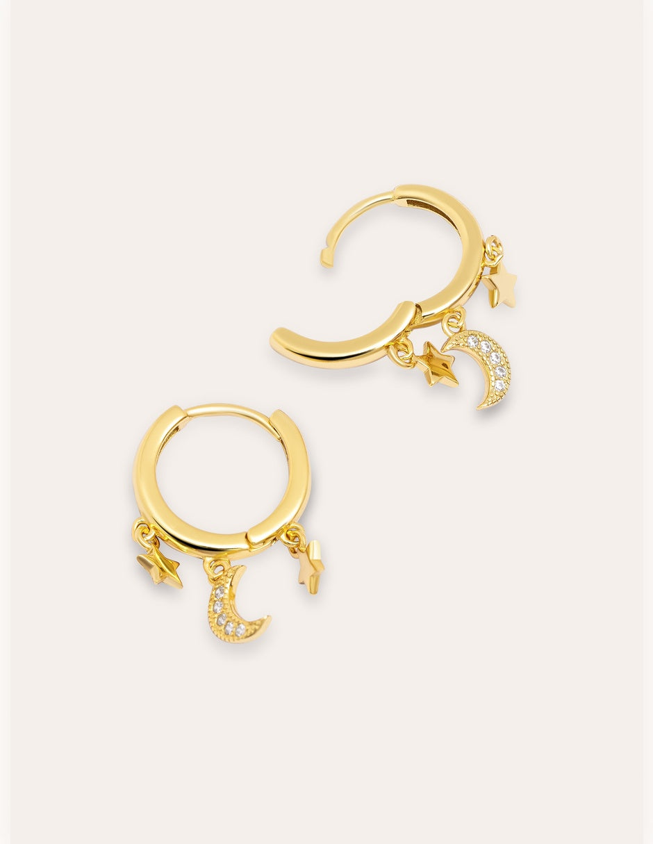 Imagen detalle de Pendientes Midnight Sky Baño Oro