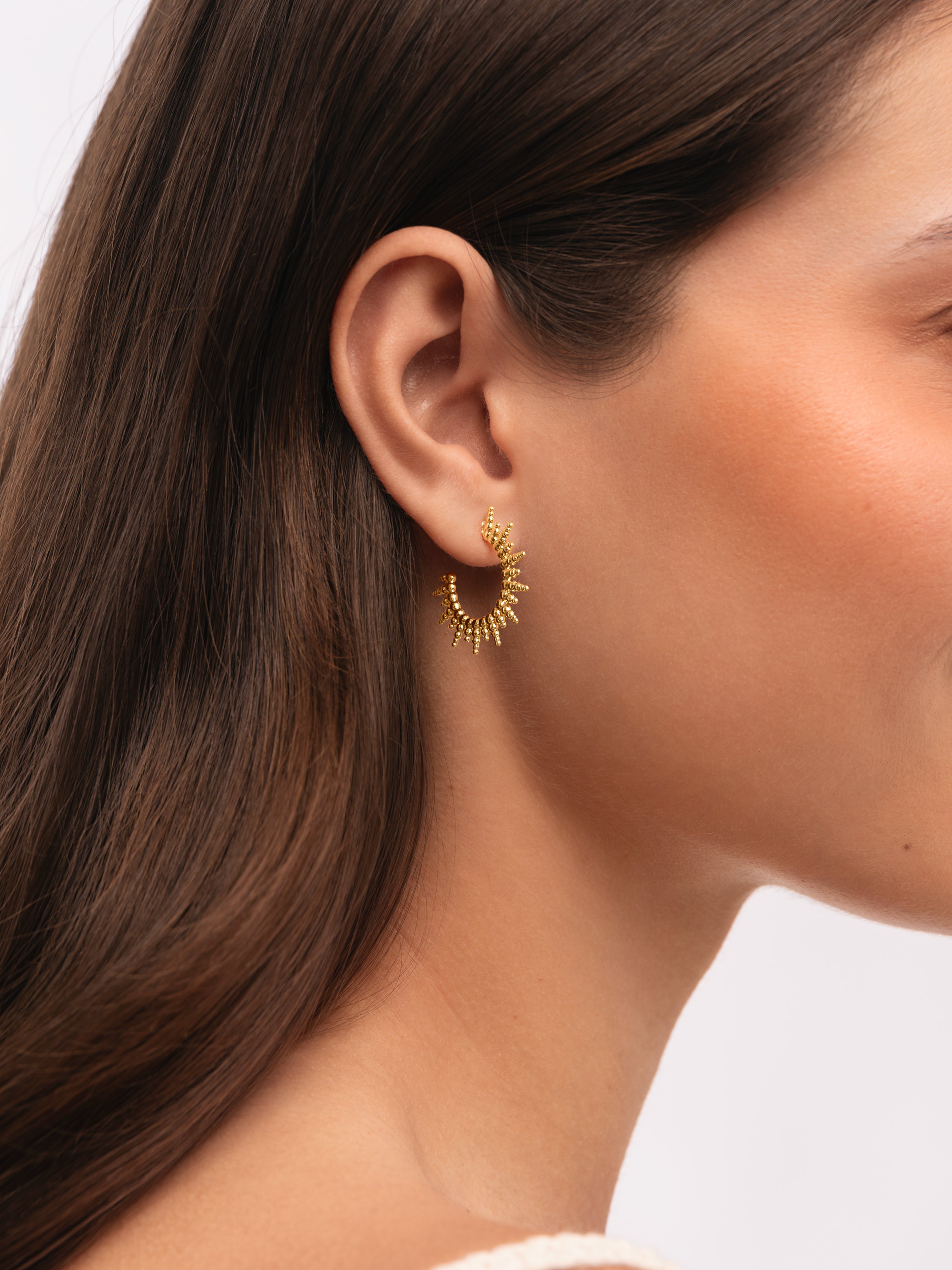 Pendientes Pebbles Sun Acero Baño Oro