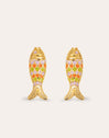 Colored Fish Gold Earrings 
