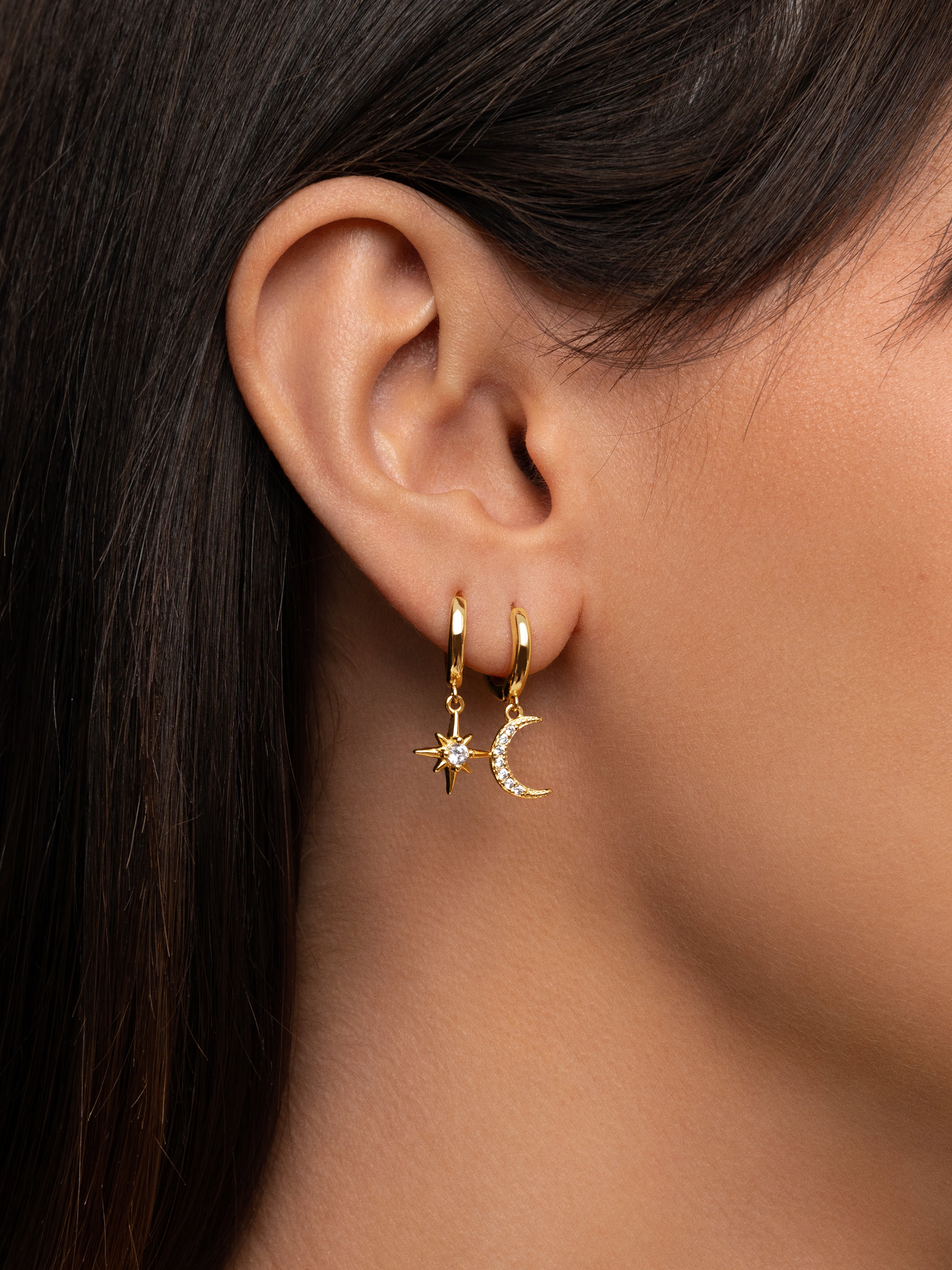 Oorbellen Polar Moon Spark verguld met 18-karaats goud